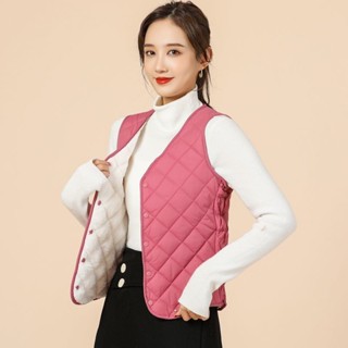 加絨加厚羊羔絨馬甲女秋冬短款韓版羽絨棉保暖背心女輕薄打底內穿MAJIA~
