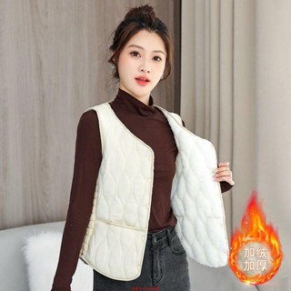 羽絨背心 背心外套 馬甲外套 保暖背心 防風背心女 馬甲背心 秋冬羽絨棉馬甲女加絨新款輕薄修身短款內穿保暖內膽貼身背心