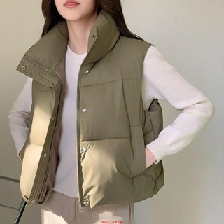 羽絨背心 背心外套 馬甲外套 保暖背心 防風背心女 馬甲背心 新款韓版羽絨棉馬甲女小個子短款背心時尚休閑馬夾立領坎肩潮