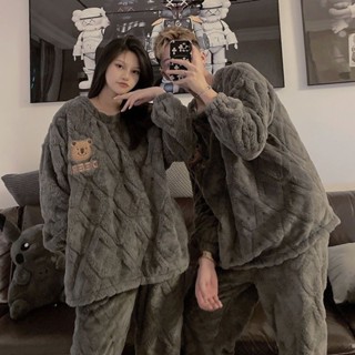 【Syun】休閑睡衣 休閑家居服 保暖睡衣情侶睡衣女秋冬季新款加厚珊瑚絨男士寬松大碼家居服保暖套裝冬天