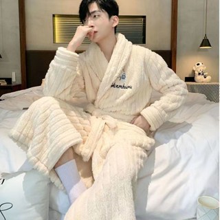 YLIE 男生睡衣 睡衣 長袖睡衣 新款一體睡衣男睡袍青少年浴袍男女通用宿舍家居寬松大方舒適