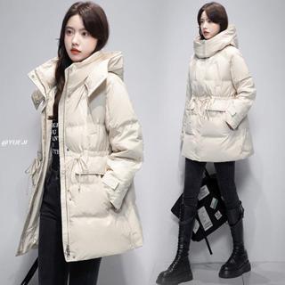 臺灣出貨🌱羽絨棉服 羽絨棉服女2024年新款連帽收腰棉衣中長款加厚保暖棉襖外套女冬季 大尺碼外套 麵包服外套 冬季外套