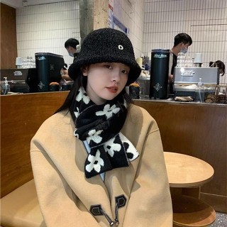 💫臺灣💫韓版ins百搭雙面小花針織圍巾女冬季清新可愛毛線圍脖保暖潮學生 暖冬穿搭 脖圍 披巾 披肩 圍巾女 圍巾