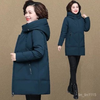🔥中老年女長款棉襖 大碼羽絨棉外套 抗寒防風衣服新款 休閒顯瘦棉服 保暖中長款媽媽棉衣冬裝媽媽羽絨棉服冬裝中老年連帽減
