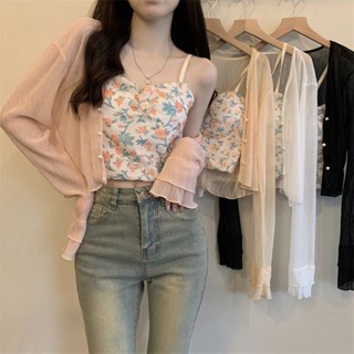 【Seeryn】M-4XL 女生大尺碼冰絲防曬小外套披肩女裝胖mm薄款高階感外搭素色短版上衣空調衫ins潮