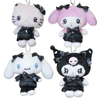 【現貨】小禮堂 Sanrio 三麗鷗 絨毛玩偶收納吊飾 (黑蝴蝶結款) Kitty 酷洛米 美樂蒂