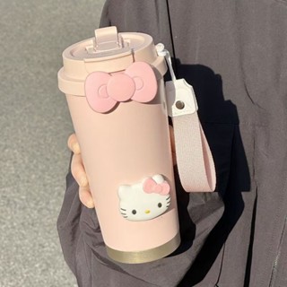 kitty水杯✨ 吸管杯 可愛水杯塑膠女生2024新款大容量咖啡杯便攜高顏值學生吸管杯 環保杯 便攜水杯 水壺