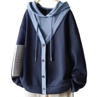 新品⚡2-300斤德絨假兩件上衣衛衣女2025 秋冬季新款爆款加厚春秋休閒女