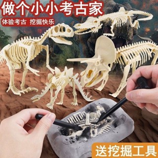 🔥Shadow🔥恐龍化石考古挖掘玩具兒童男孩3鍛鍊動手能力DIY模型霸王龍三角龍 VITJ