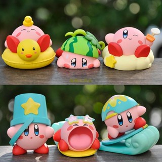 熱銷 6款整套 日本任天堂遊戲 星之卡比 Kirby 水果系列 西瓜 衝浪 卡比 Q版公仔人偶模型雕像玩具手辦擺件娃娃