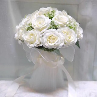 ★BY65★婚禮手捧花新娘伴娘仿真花結婚慶花束婚紗攝影玫瑰花領證拍照道具