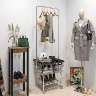 【免運+保固】 簡易衣帽架落地臥室置物架家用收納籃服裝店可移動衣服架加厚推車 掛衣架 置物架 晾衣架 衣架