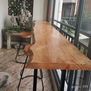 【免運】吧臺桌家用實木陽臺靠墻高腳桌定製簡約酒吧臺咖啡奶茶店桌椅組閤吧檯桌 長條桌 長桌 桌子 5WXM
