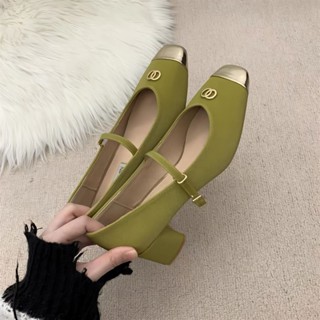 【GL SHOES】粗跟高跟鞋 百搭配裙子 韓式法式高跟鞋小香風高跟鞋女輕便方頭單鞋子女鞋2024新款春季瑪麗珍配裙子粗