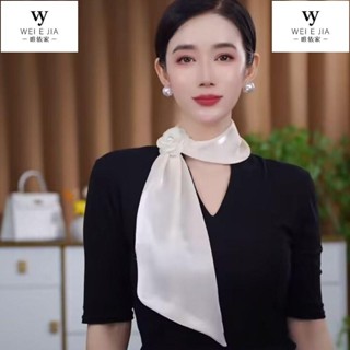 【唯家】2024秋冬新款韓版流紗氣質保暖圍巾 百搭時尚絲巾 個性女絲巾 多功能懶人耳朵巾 圍脖領巾
