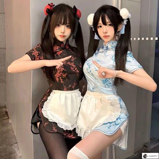 🔥臺灣出貨🔥✅ 情趣內衣✅cos中華小廚娘 洛麗塔日系Lolita女僕圍裙COS服新中式旗袍連衣裙套裝