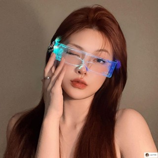 臺灣出貨💕清清💕素顏眼鏡 賽博朋克風未來科技感眼鏡發光眼鏡Led七彩炫酷網紅蹦迪拍照道具眼鏡