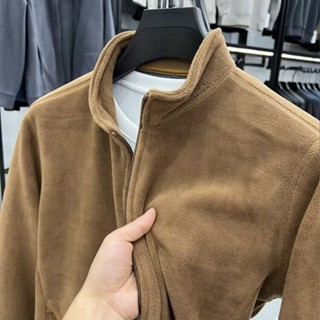 秋冬季搖粒絨外套男 新款 戶外運動 立領 拉鏈 開衫 男裝 大碼 寬鬆 休閒 素色 上衣夾克（BWY100）【壹號站】