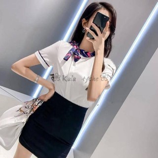 kala❀ 職業套裝女夏季美容院珠寶店前臺新款空姐制服工作服氣質短袖襯衫