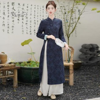 新中式旗袍連衣裙女茶服茶藝服裝套裝禪意禪服中國風唐裝女裝春秋 大碼女裝 新中式 復古套裝 休閒套裝 寬鬆套裝 民國風女裝