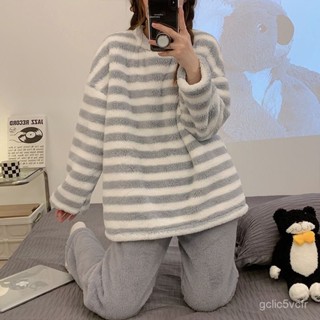 睡衣女秋冬季加厚法蘭絨學生卡通可愛珊瑚絨可外保暖穿家居服套裝 法蘭絨睡衣 睡衣套裝 女生睡衣 保暖睡衣 長袖睡衣 居家服