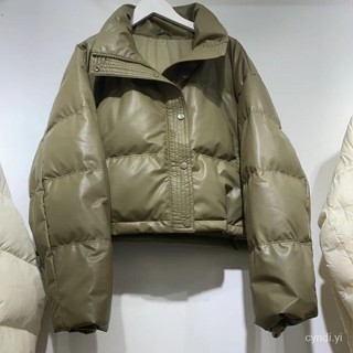 羽絨外套 2024新款免洗皮羽絨服女韓版寬鬆加厚短版白鴨絨麵包服小個子外 防寒 保暖羽絨服 白鴨絨外套女生1122 LZ