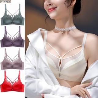 🎀臺灣出貨🎀新款美胸交叉 BC大尺碼內衣 性感透氣無鋼圈文胸女 小胸聚攏顯大無痕調整型女士內衣套裝waiL