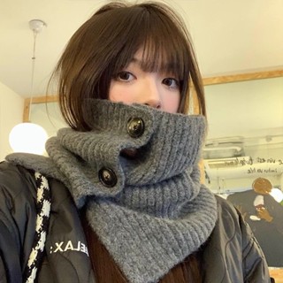 Lam圍巾圍脖帽子一體冬天必備2024新款圍脖套帽脖套女秋冬圍巾韓版純色防寒保暖護頸針織披肩潮