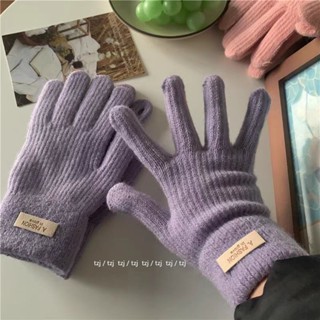 🧤限時免運🧤可愛尤物~洞洞手套觸屏玩手機冬季保暖加絨針織毛線騎車手套學生螢幕觸碰 毛線針織手套 加厚加絨 針織手套