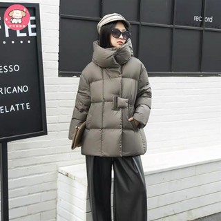 兜兜 高階連帽加厚中長款白鴨絨羽絨服女保暖寬鬆小個子泡芙外套