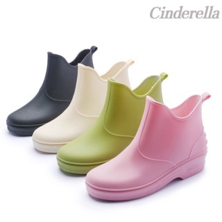 Cinderella 低幫水鞋網紅淺口防水防滑加絨保暖雨靴套鞋 雨鞋女 雨靴 雨鞋 防水雨鞋 水鞋 防滑雨鞋 時尚雨鞋