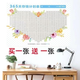 【桃園出貨】紳爵存滿就是有錢人365天存錢計劃表 抖音存錢同款網紅一年存款挑戰記錄表格可擦墻貼優品【好貨優選】