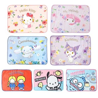 【現貨】小禮堂 Sanrio 三麗鷗 披肩毛毯 100x70cm (花卉 / 生活款) Kitty 酷洛米 人魚漢頓
