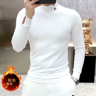 🔥臺灣熱賣🔥打底衫中領毛衣男雙麵德絨半高領秋冬季打底衫加厚男士帥氣長袖保暖T恤爆款衛衣潮 NVPW