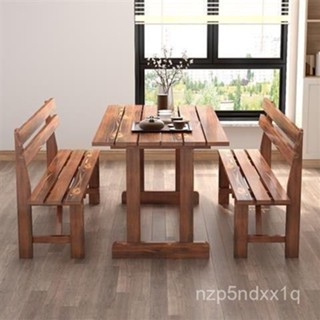 📣新品免運📣戶外桌椅碳化木桌椅庭院餐椅茶桌實木咖啡桌酒吧桌快餐桌飯店桌椅 MEVK