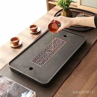 ⭐臺灣出貨⭐輕奢茶盤 可瀝水茶盤 家用新款烏金瓷石茶盤 茶具 小型託盤 茶臺 功夫茶盤 儲水茶盤 排水茶盤 幹泡金石茶盤