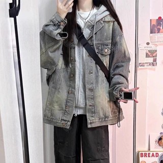 【Helisa 允梨】秋季女裝 美式復古 牛仔衣 外套 寬鬆顯瘦 休閑時尚 夾克 長袖 上衣 學院風 韓版女裝 法式洋裝