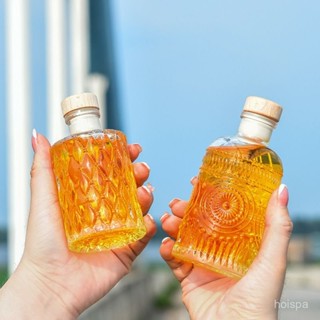 空酒瓶 玻璃瓶 精緻小酒瓶玻璃菱形小洋酒瓶果酒空酒瓶複古咖啡分裝ins風密封罐 YRQE