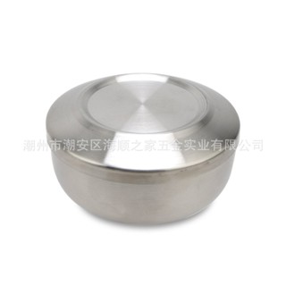 臺灣熱銷 廠家批發韓式泡菜料理金色加厚米飯碗 家用隔熱不鏽鋼泡麵碗帶蓋