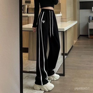 大尺碼女裝 秋天女裝 褲子女 辣妹闊腿褲女高腰垂感新款夏季薄款寬鬆直筒顯瘦運動休閒褲子