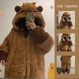 臺灣發貨🔥成人卡皮巴拉水豚角色扮演服裝長袍 Onesie 動漫睡衣萬聖節卡通睡袍連身睡衣 卡通睡衣 珊瑚絨睡衣 法蘭