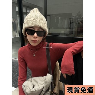 【小圓❥桃園發貨】歐美連體打底衫女內搭秋冬2023新款連帽長袖時髦時尚洋氣高領上衣