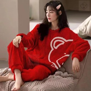 可可裡🍁冬季睡衣女珊瑚絨睡衣冬季加絨卡通套裝甜美法蘭絨秋冬天家居服