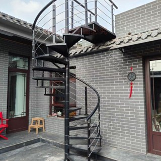 可開發票加厚室外旋轉樓梯鐵藝防滑板陽臺閣樓復式樓整體組裝戶外樓梯定製 寶島甄選旗艦店