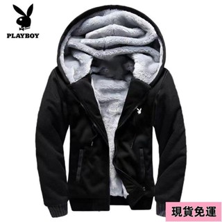 🌸現H+免運🌸 刷毛外套 冬天外套加絨連帽外套 花花公子冬季連帽衛衣運動開衫男裝加絨保暖大碼中青年外套 男生保暖外套