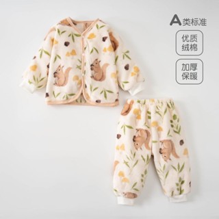 嬰兒衣服 嬰兒新生法蘭絨珊瑚睡衣秋冬男女秋冬季寶寶衣服加絨加厚保暖套裝