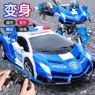 兒童玩具 變形車 變形機器人 一鍵變形 機器人 警車 360度旋轉變形 酷炫燈光 男孩禮物 玩具 模擬超跑蘭博基尼變形車