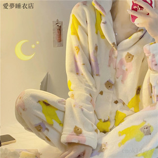 長袖睡衣 套裝 睡衣套裝 秋冬睡衣 家居服 韓版isn睡衣女秋冬珊瑚絨加厚加絨甜美可愛法蘭絨冬天家居服套裝