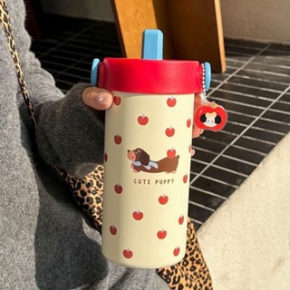 ✌OYOY✌臺灣免運卡通圖案保溫杯 316不鏽鋼咖啡杯 手柄茶濾盒吸管杯 隨行杯 大容量保溫水壺600ml