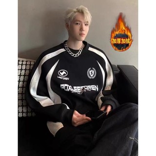 臺灣出貨FIT FEAT衛衣男秋冬季新款加絨加厚美式高街重磅潮牌拚接撞色寬鬆 秋冬外套 秋冬套裝 秋冬穿搭 保暖男士外套